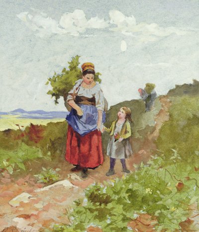 Franse boeren op een pad door Daniel Ridgway Knight
